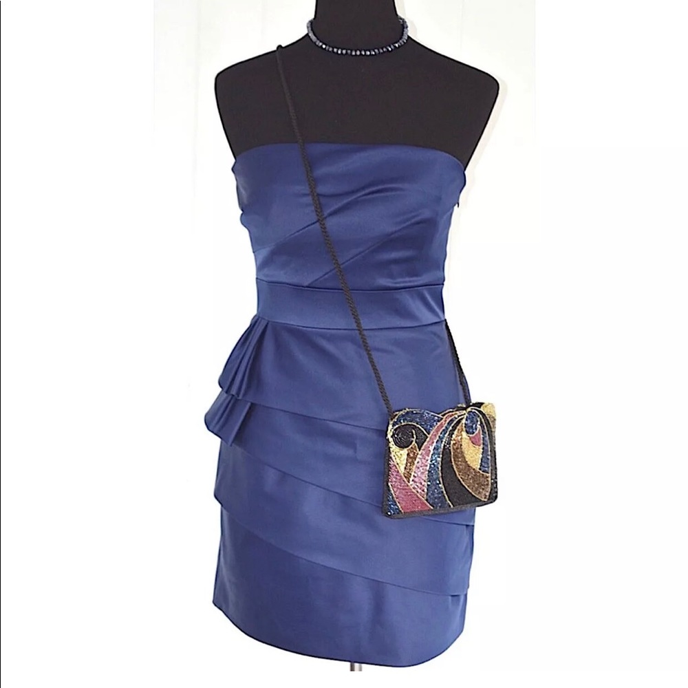 Gorgeous Max & Cleo Royal Blue Strapless Dress Sz4 - Picture 2 of 12
